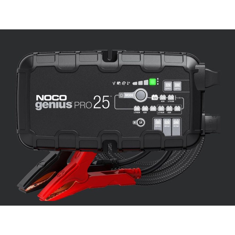 CARGADOR DE BATERIA MOTO GENIUS PRO25 NOCO 25 AMP 6V/12V/24V