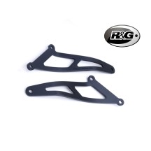 SOPORTE DE ESCAPE + PLACA AGUJEROS ESTRIBERA TRASERA R&G KAWASAKI NINJA 400 2018-2024