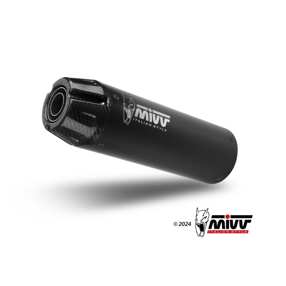 SILENCIADOR HR-1 ACERO INOXIDABLE NEGRO TAPA CARBONO MIVV HONDA CL 500 2023-2024