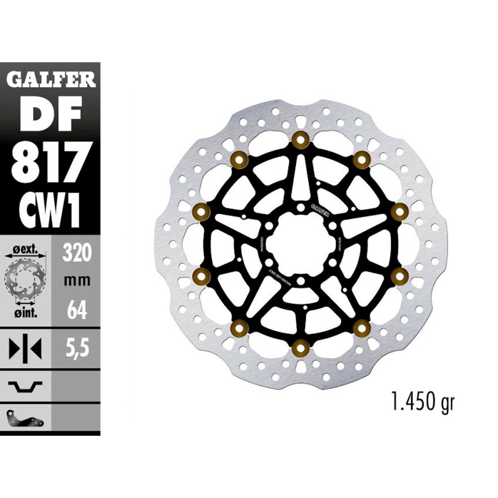 DF817CW1 DISCO FLOTANTE DELANTERO GALFER MOTO GUZZI ELDORADO 1400 2015-2020