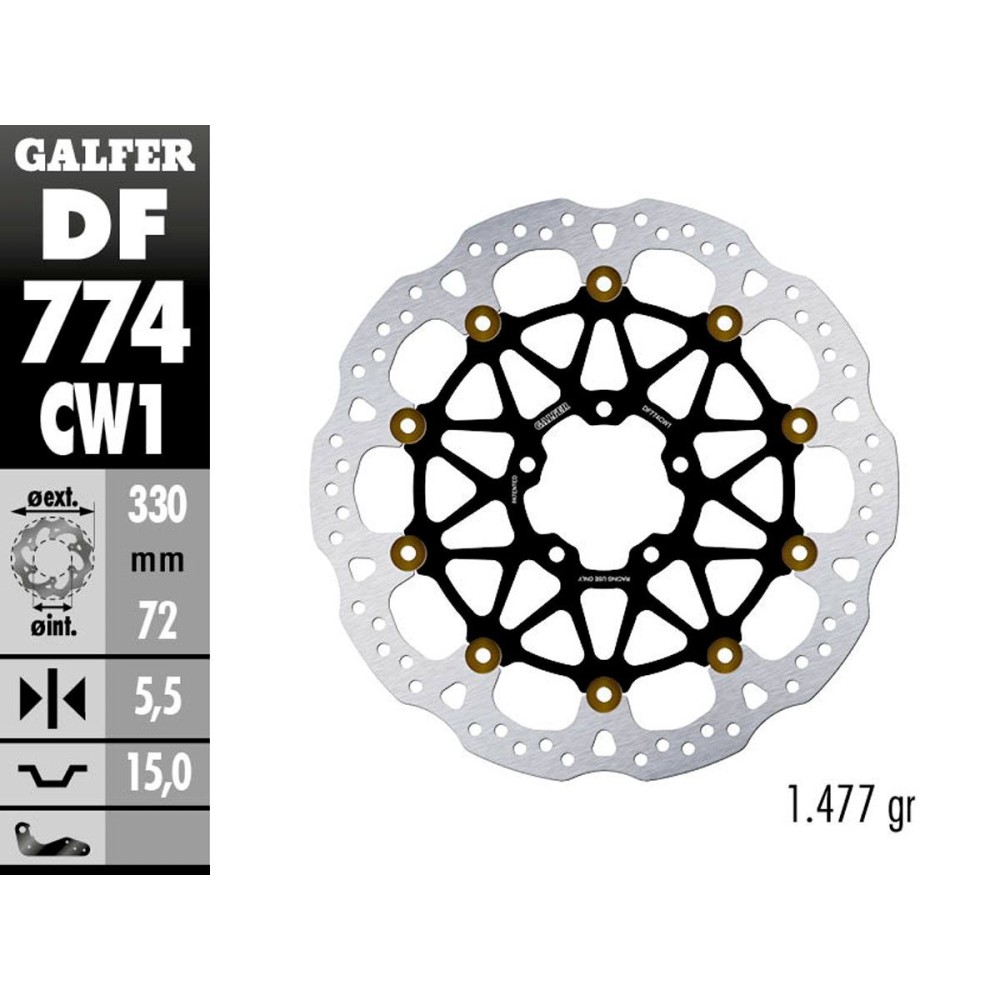 DF774CW1 DISCO FLOTANTE DELANTERO GALFER DUCATI STREETFIGHTER 1100 / S 2009-2014