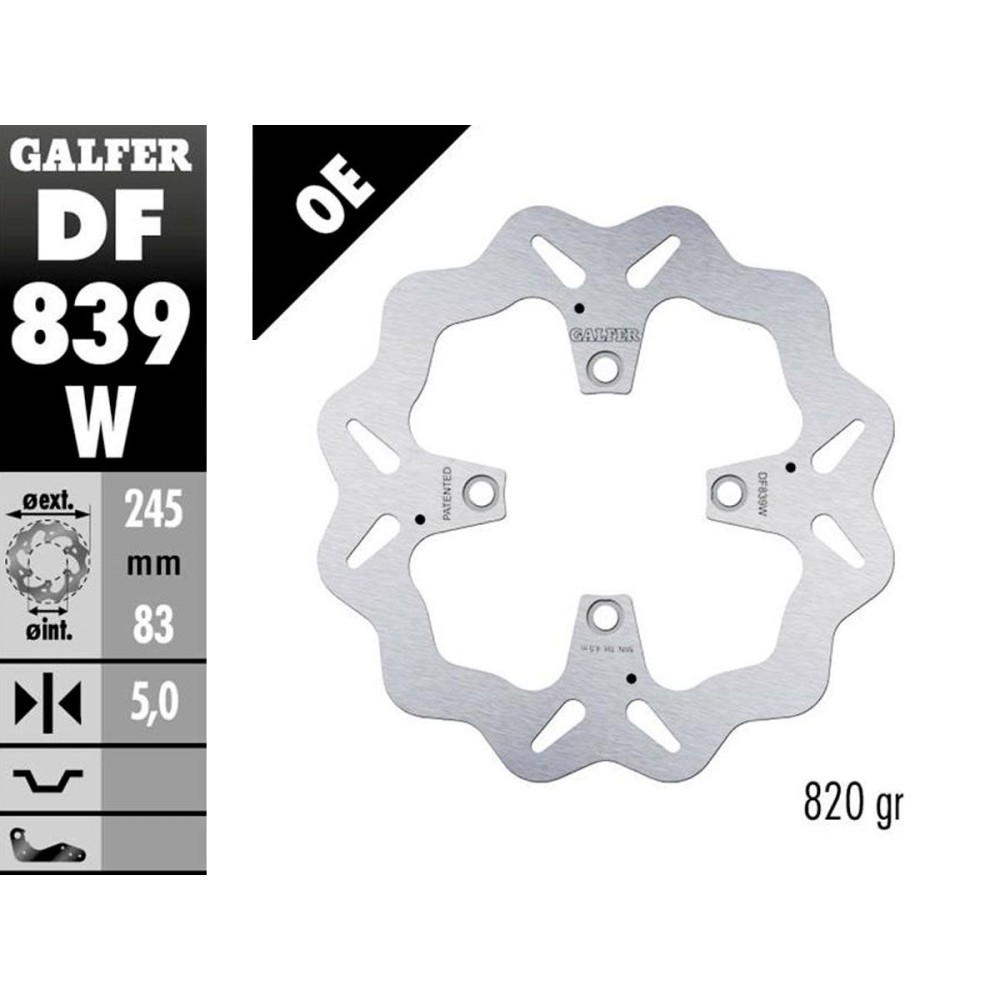 DF839W DISCO FIJO TRASERO GALFER DUCATI MONSTER 1200 2014-2021