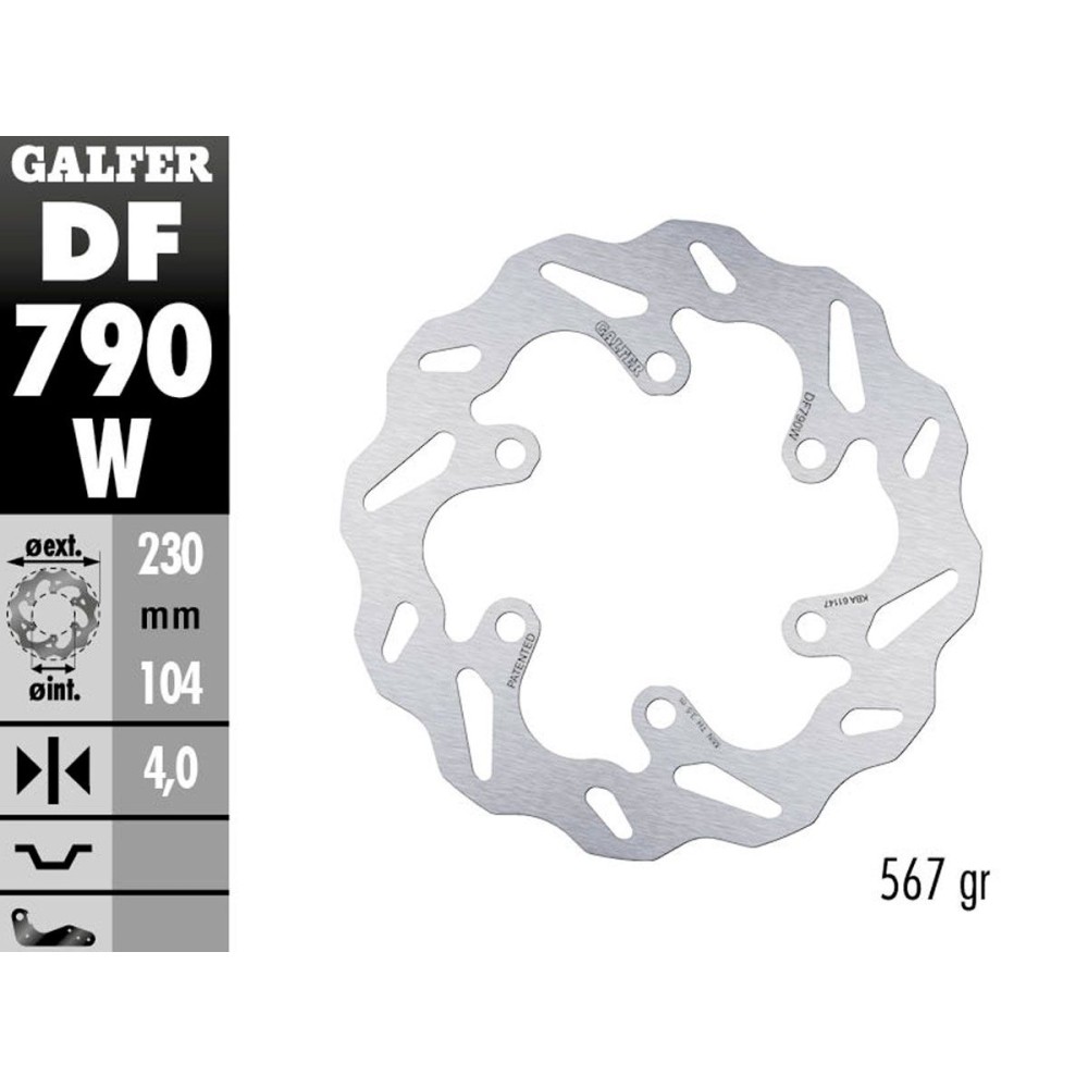 DF790W DISCO FIJO TRASERO GALFER KTM DUKE 125 2011-2023