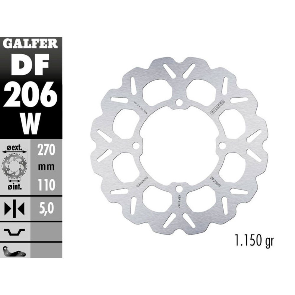 DISCO DURO TRASERO GALFER DF206W KAWASAKI ZG 1400 CONCOURS 2008-2020