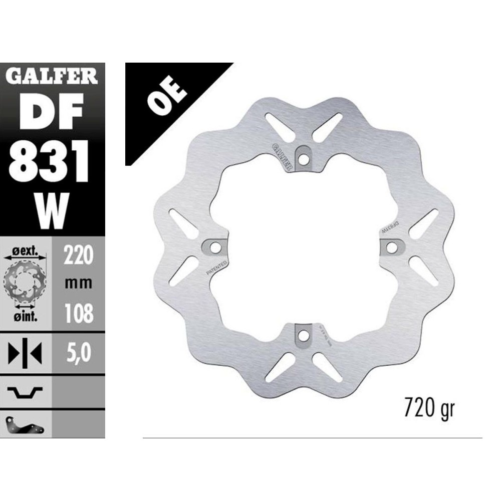 DISCO DURO TRASERO GALFER DF831W MV AGUSTA F3 800 / RR / RC 2016-2023