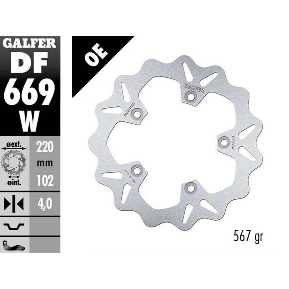 DISCO DURO TRASERO GALFER DF669W APRILIA RSV4 RR 2015-2016