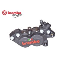 PINZA DE FRENO DELANTERA DERECHA NEGRA LOGO BANDERA ROJA BREMBO RACING P4-40C