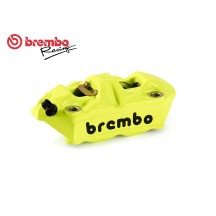 PINZA DE FRENO BREMBO RACING M4 MONOBLOQUE RADIAL IZQUIERDA 100MM LOGOTIPO AMARILLO FLUO NEGRO