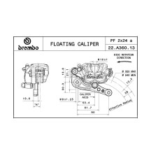 PINZA FRENO FLOTANTE BREMBO PLATA DERECHA 2X24 DISTANCIA 90MM
