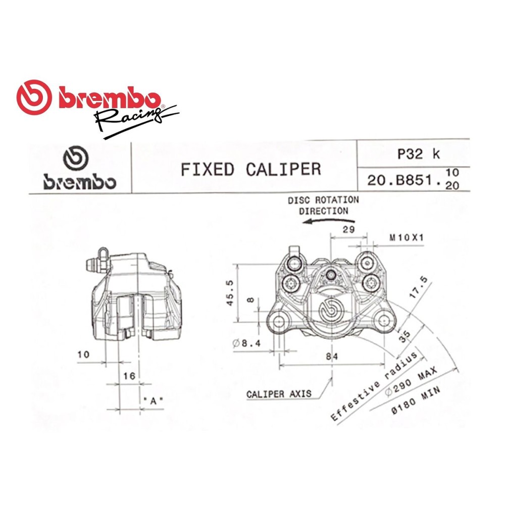 PINZA DE FRENO TRASERO IZQUIERDA BREMBO SERIE GOLD P32G