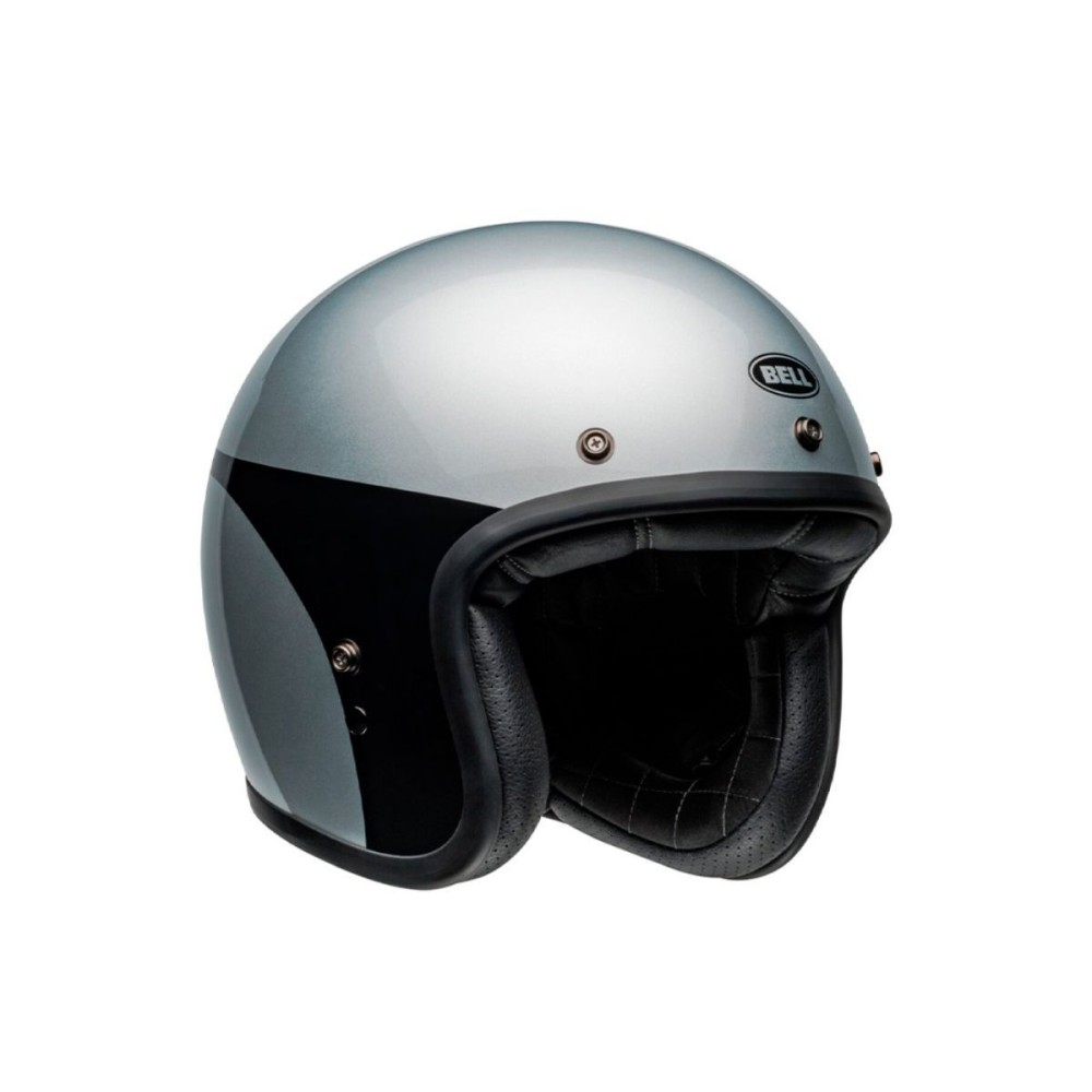 CASCO JET BELL CUSTOM 500 2024 PLATA/NEGRO BRILLANTE CHASIS ECE 06