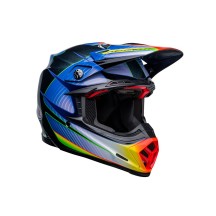 CASCO OFF ROAD BELL MOTO-9S FLEX PC23 METALIZADO PLATA Y AZUL