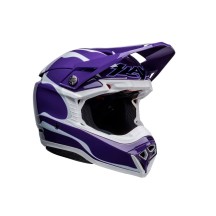 CASCO OFF ROAD BELL MOTO-10 ESFÉRICO SLAYCO MORADO Y BLANCO