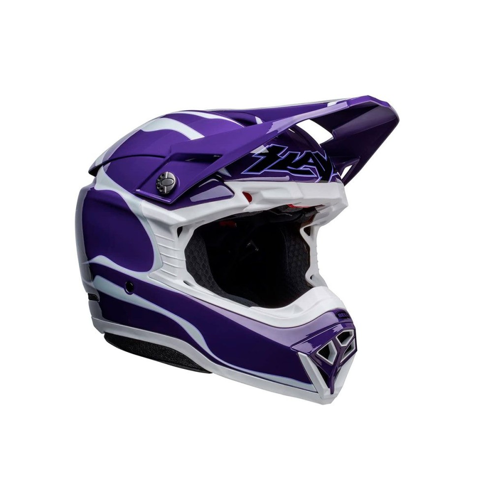 CASCO OFF ROAD BELL MOTO-10 ESFÉRICO SLAYCO MORADO Y BLANCO