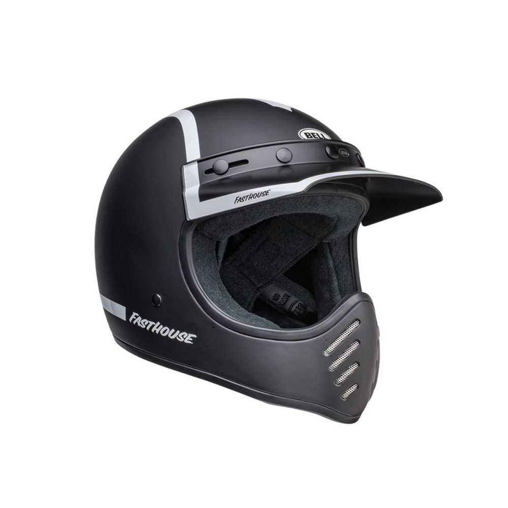 CASCO BELL MOTO-3 FASTHOUSE OLD ROAD NEGRO/BLANCO MATE/BRILLO