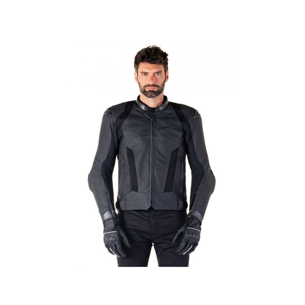 CHAQUETA DE CUERO DE MISILES V3 ALPINESTARS DE FLUJO DE AIRE