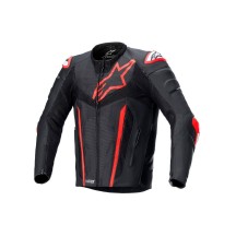 CHAQUETA DE PIEL ALPINESTARS FUSION NEGRO / ROJO FLUO