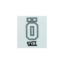 PEGATINA OHLINS TTX BLANCO / NEGRO / TRANSPARENTE 60X65 MM