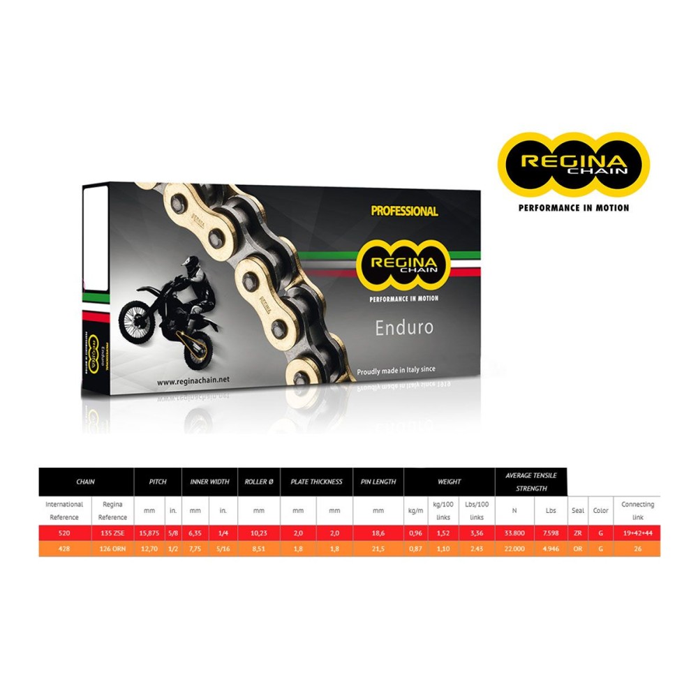 CADENA REGINA 126ORN PITCH 428 HONDA XR 125 R / L 04-08
