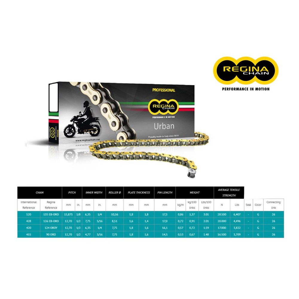 CADENA REGINA 124OROY PASO 420 DERBI GPR 50 NUDE 04-08