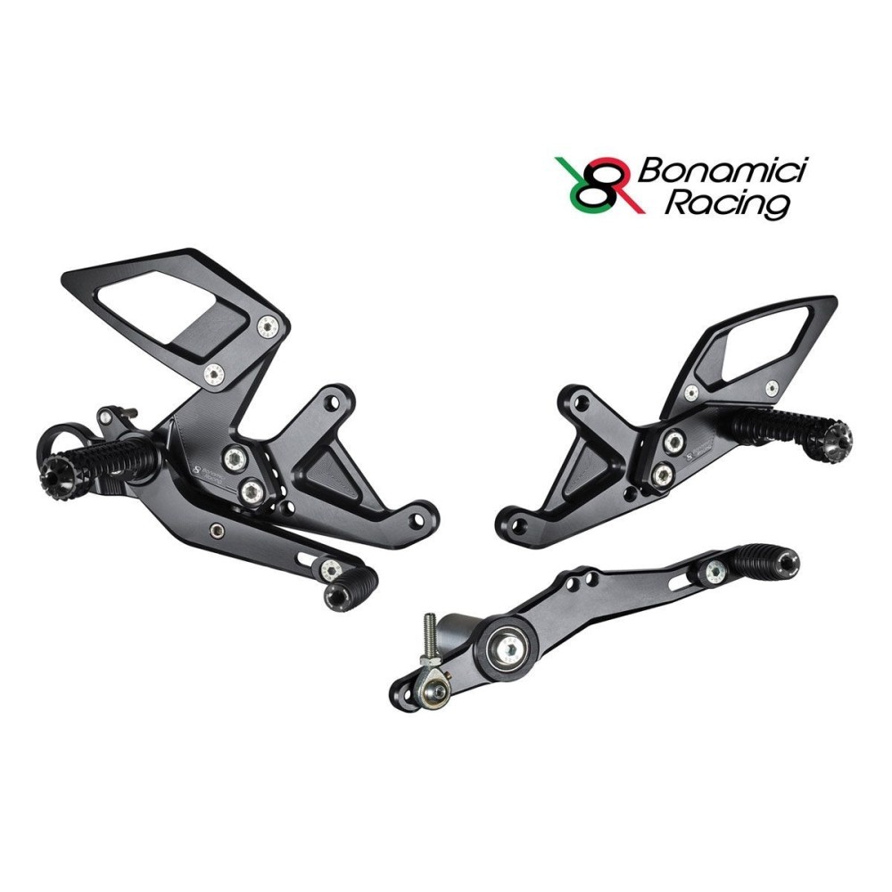 ESTRIBERAS BONAMIC RETARDANTES AJUSTABLES + PROTECTORES DE TALON DE CARBONO BMW S 1000 RR 2015-18