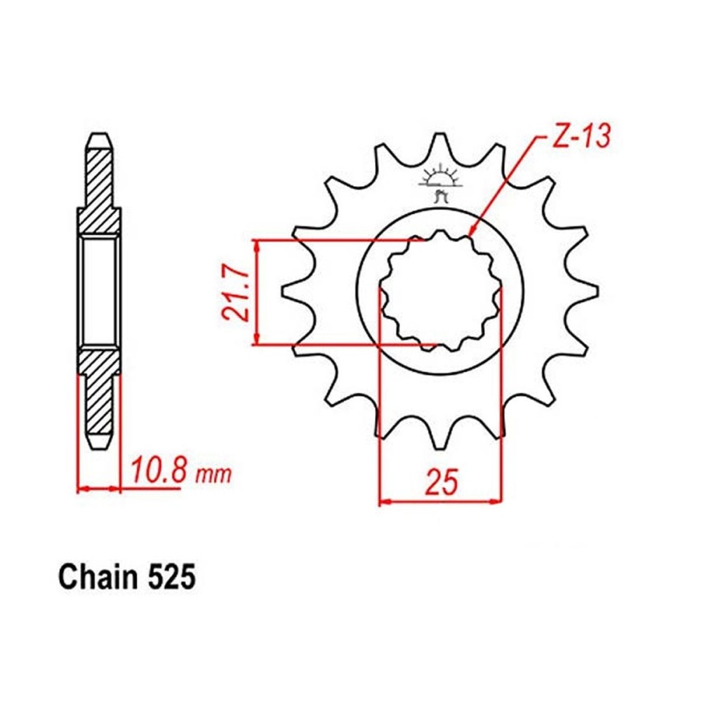 PIÑON JT 15 DIENTES PASO 525 ACOPLAMIENTO PEQUEÑO YAMAHA YZF-R6 600 2006-2017